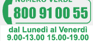 Numero Verde Gratuito 800.910055 - Dal lunedì al venerdì - 9.30-13.00 16.30-19.00